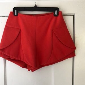 Red structured shorts